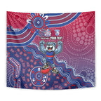 Personalized Western Bulldogs Football Mascot Tapestry Aboriginal Dot Art Style Vibrant Indigenous Pattern Design