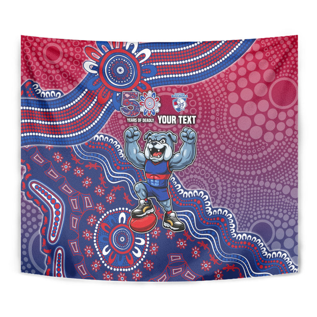 Personalized Western Bulldogs Football Mascot Tapestry Aboriginal Dot Art Style Vibrant Indigenous Pattern Design