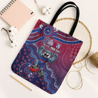 Personalized Western Bulldogs Football Mascot Tote Bag Aboriginal Dot Art Style Vibrant Indigenous Pattern Design