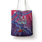 Personalized Western Bulldogs Football Mascot Tote Bag Aboriginal Dot Art Style Vibrant Indigenous Pattern Design