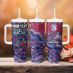 Personalized Western Bulldogs Football Mascot Tumbler With Handle Aboriginal Dot Art Style Vibrant Indigenous Pattern Design