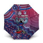 Personalized Western Bulldogs Football Mascot Umbrella Aboriginal Dot Art Style Vibrant Indigenous Pattern Design