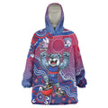 Personalized Western Bulldogs Football Mascot Wearable Blanket Hoodie Aboriginal Dot Art Style Vibrant Indigenous Pattern Design