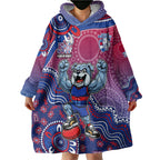 Personalized Western Bulldogs Football Mascot Wearable Blanket Hoodie Aboriginal Dot Art Style Vibrant Indigenous Pattern Design