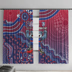 Personalized Western Bulldogs Football Mascot Window Curtain Aboriginal Dot Art Style Vibrant Indigenous Pattern Design
