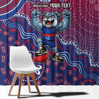 Personalized Western Bulldogs Football Mascot Window Curtain Aboriginal Dot Art Style Vibrant Indigenous Pattern Design