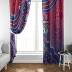 Personalized Western Bulldogs Football Mascot Window Curtain Aboriginal Dot Art Style Vibrant Indigenous Pattern Design