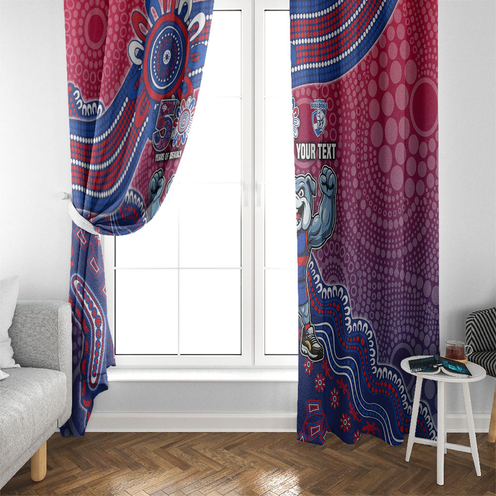 Personalized Western Bulldogs Football Mascot Window Curtain Aboriginal Dot Art Style Vibrant Indigenous Pattern Design