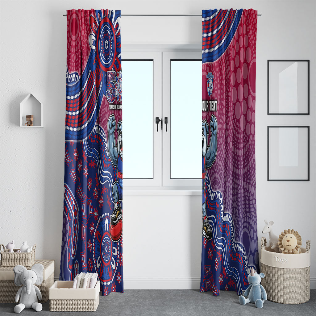 Personalized Western Bulldogs Football Mascot Window Curtain Aboriginal Dot Art Style Vibrant Indigenous Pattern Design