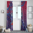 Personalized Western Bulldogs Football Mascot Window Curtain Aboriginal Dot Art Style Vibrant Indigenous Pattern Design