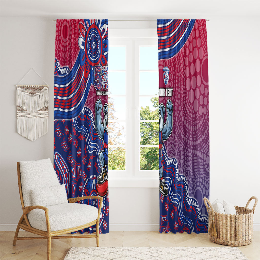 Personalized Western Bulldogs Football Mascot Window Curtain Aboriginal Dot Art Style Vibrant Indigenous Pattern Design