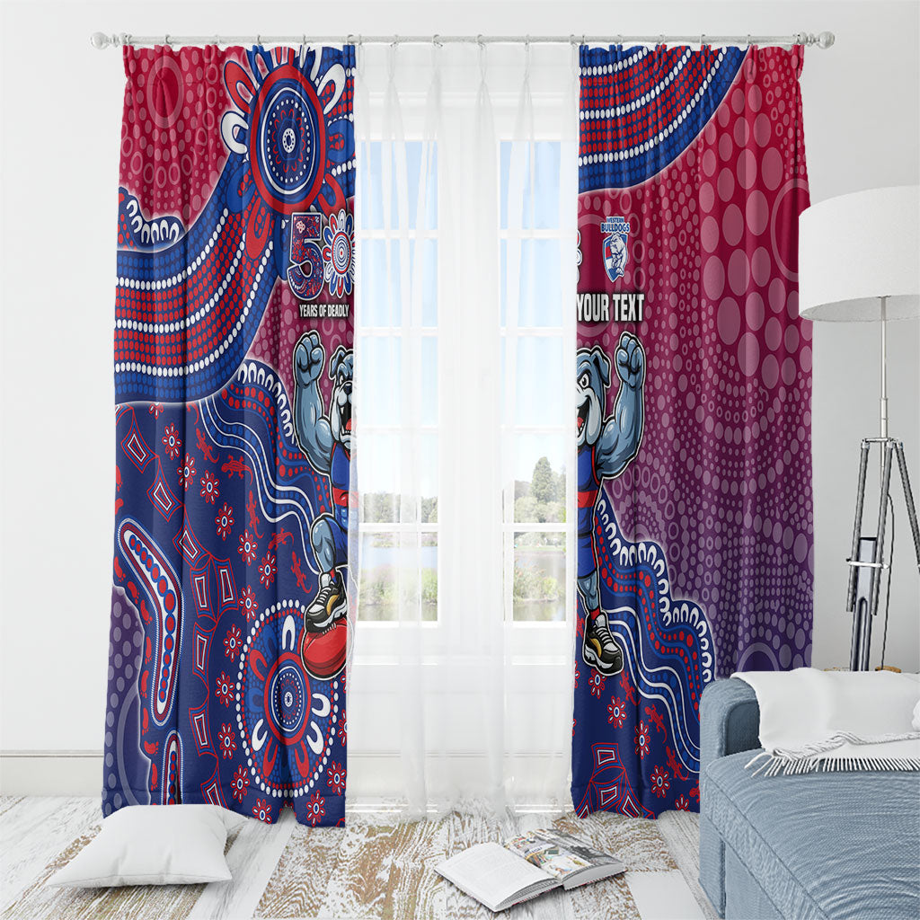 Personalized Western Bulldogs Football Mascot Window Curtain Aboriginal Dot Art Style Vibrant Indigenous Pattern Design