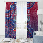 Personalized Western Bulldogs Football Mascot Window Curtain Aboriginal Dot Art Style Vibrant Indigenous Pattern Design