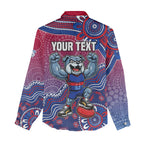 Personalized Western Bulldogs Football Mascot Women Casual Shirt Aboriginal Dot Art Style Vibrant Indigenous Pattern Design