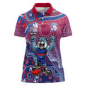 Personalized Western Bulldogs Football Mascot Women Polo Shirt Aboriginal Dot Art Style Vibrant Indigenous Pattern Design