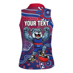 Personalized Western Bulldogs Football Mascot Women Sleeveless Polo Shirt Aboriginal Dot Art Style Vibrant Indigenous Pattern Design