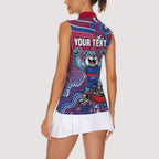 Personalized Western Bulldogs Football Mascot Women Sleeveless Polo Shirt Aboriginal Dot Art Style Vibrant Indigenous Pattern Design