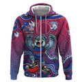 Personalized Western Bulldogs Football Mascot Zip Hoodie Aboriginal Dot Art Style Vibrant Indigenous Pattern Design