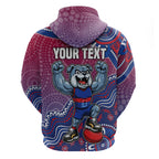 Personalized Western Bulldogs Football Mascot Zip Hoodie Aboriginal Dot Art Style Vibrant Indigenous Pattern Design