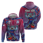 Personalized Western Bulldogs Football Mascot Zip Hoodie Aboriginal Dot Art Style Vibrant Indigenous Pattern Design