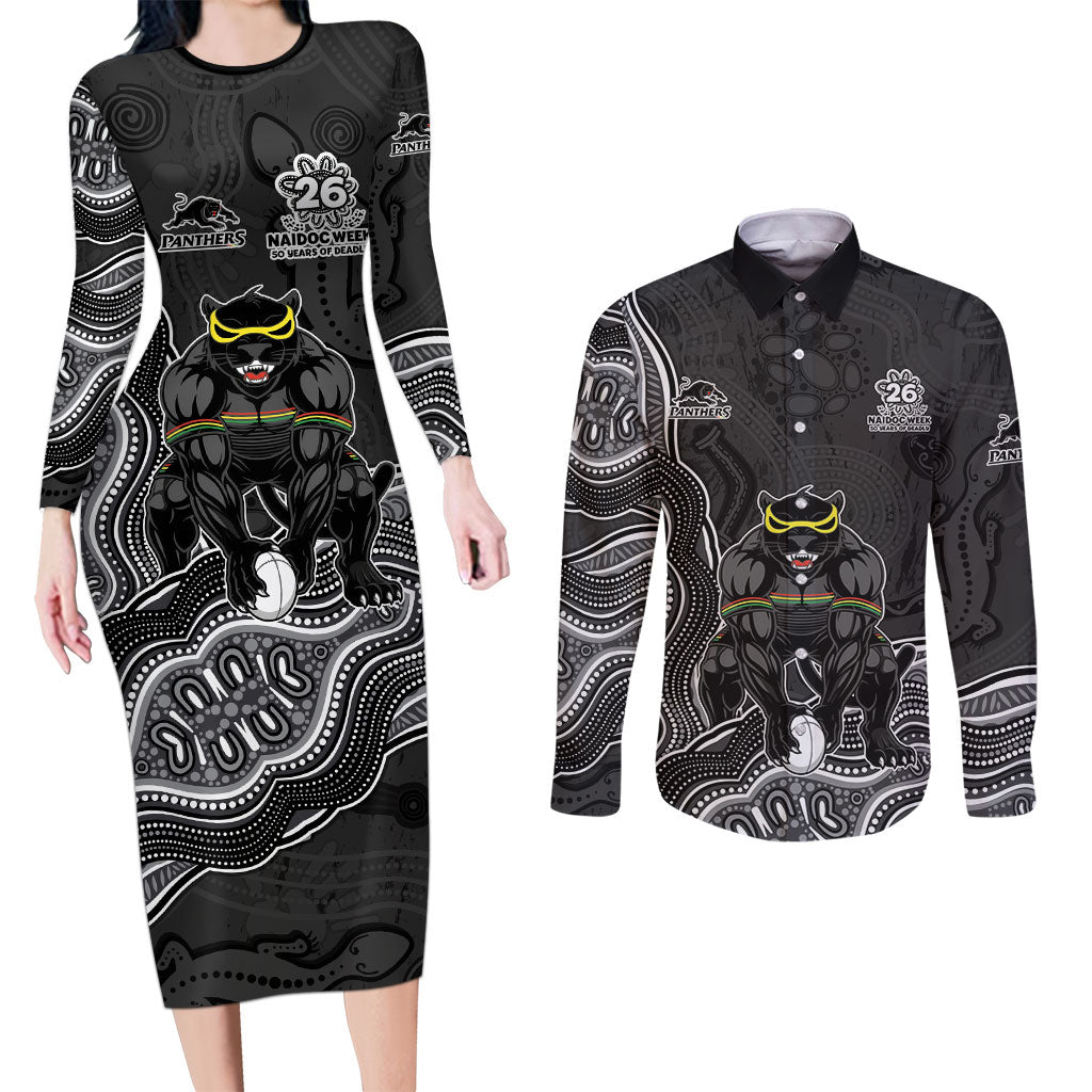 Penrith Panthers NAIDOC Week 2026 Couples Matching Long Sleeve Bodycon Dress and Long Sleeve Button Shirt First Nations of Australia Aboriginal Mascot Rugby