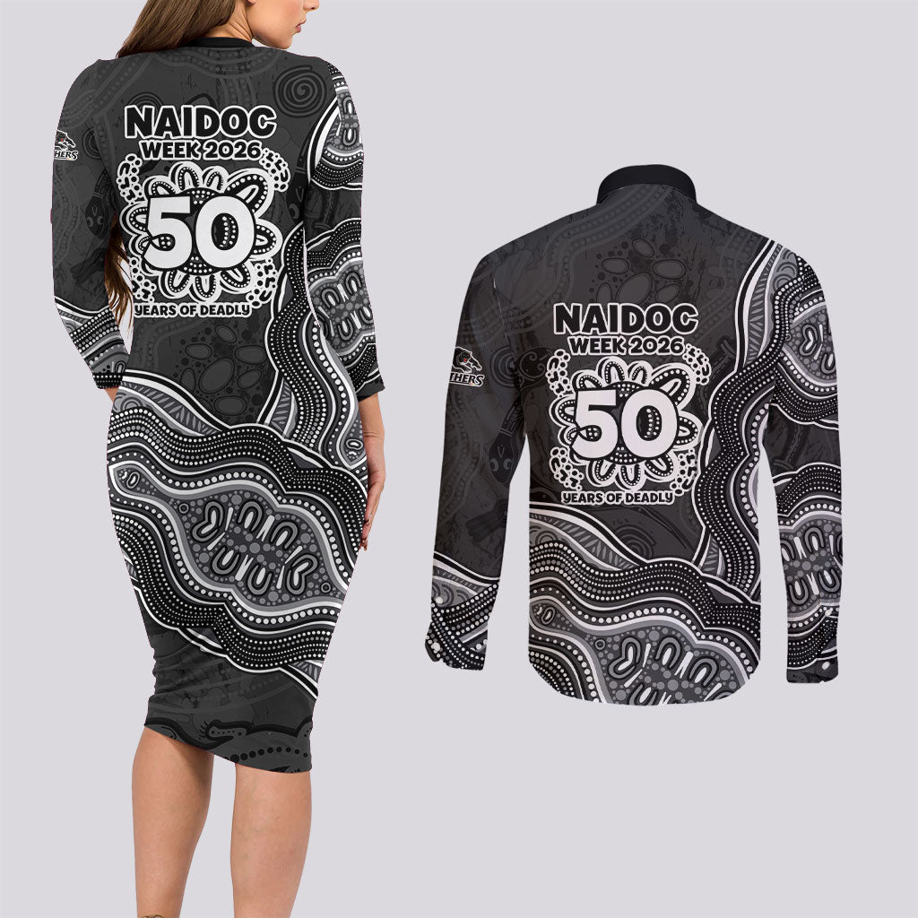 Penrith Panthers NAIDOC Week 2026 Couples Matching Long Sleeve Bodycon Dress and Long Sleeve Button Shirt First Nations of Australia Aboriginal Mascot Rugby