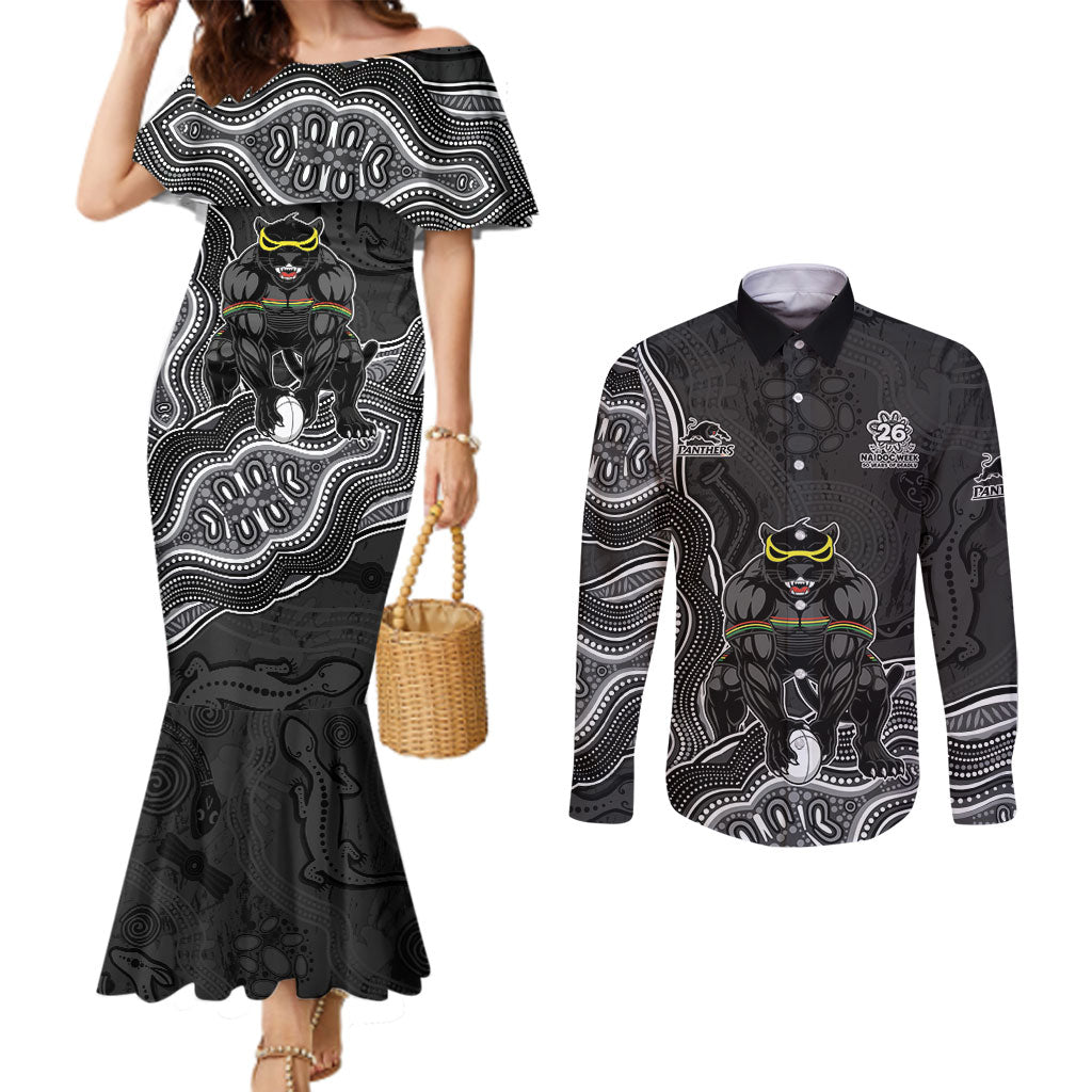 Penrith Panthers NAIDOC Week 2026 Couples Matching Mermaid Dress and Long Sleeve Button Shirt First Nations of Australia Aboriginal Mascot Rugby