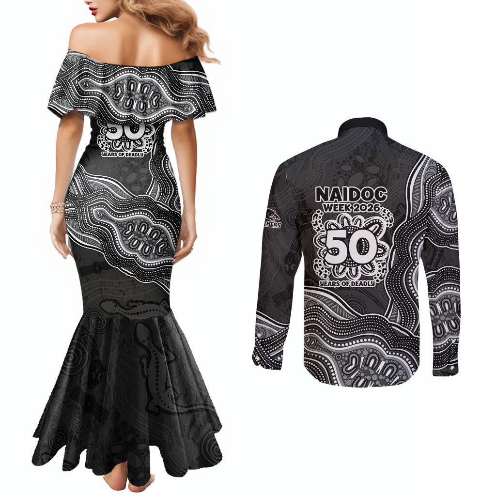 Penrith Panthers NAIDOC Week 2026 Couples Matching Mermaid Dress and Long Sleeve Button Shirt First Nations of Australia Aboriginal Mascot Rugby