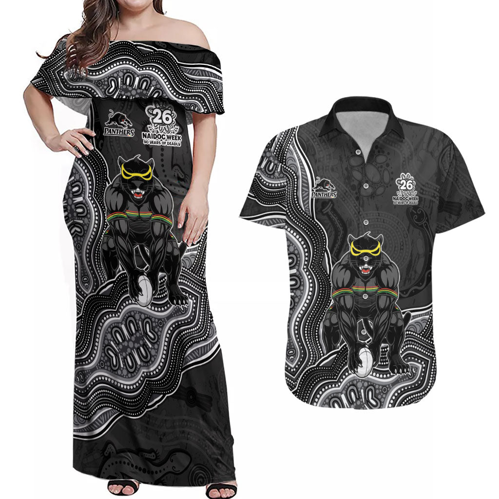 Penrith Panthers NAIDOC Week 2026 Couples Matching Off Shoulder Maxi Dress and Hawaiian Shirt First Nations of Australia Aboriginal Mascot Rugby