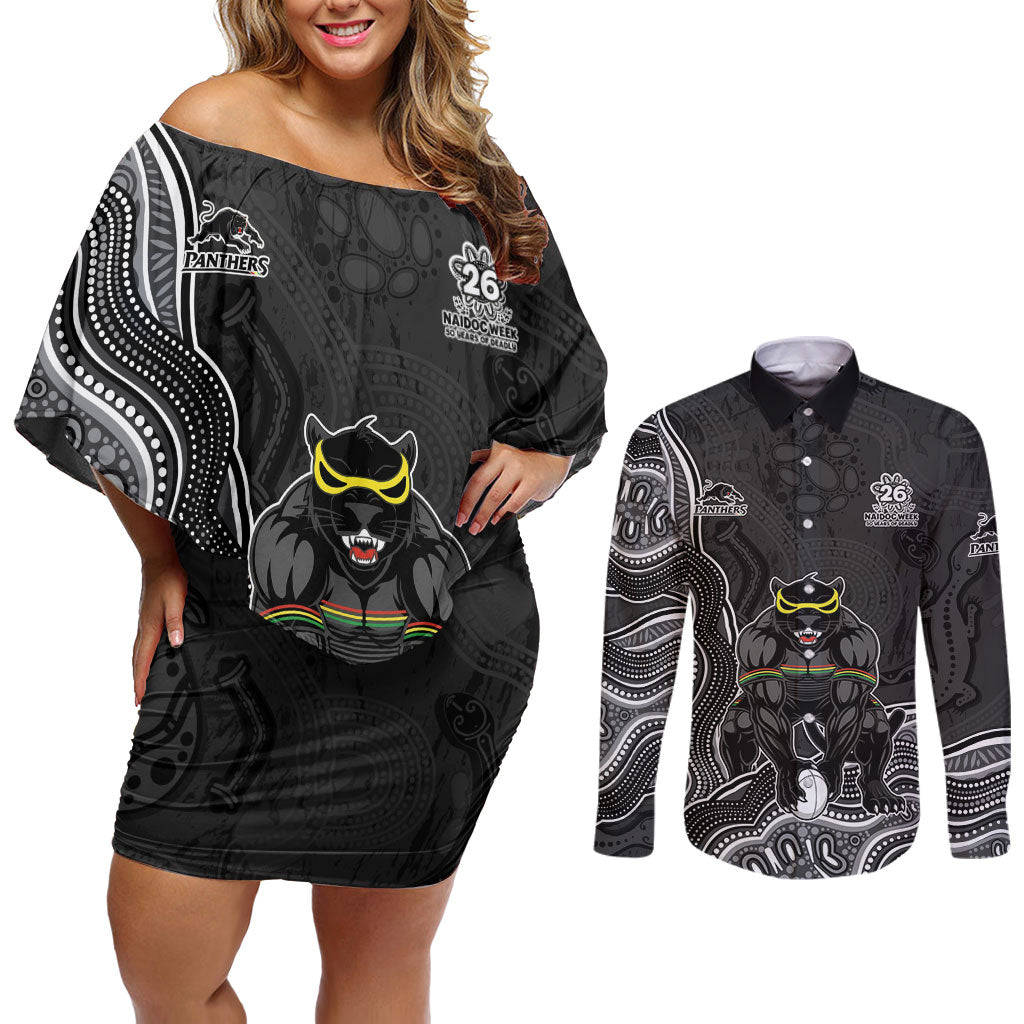 Penrith Panthers NAIDOC Week 2026 Couples Matching Off Shoulder Short Dress and Long Sleeve Button Shirt First Nations of Australia Aboriginal Mascot Rugby