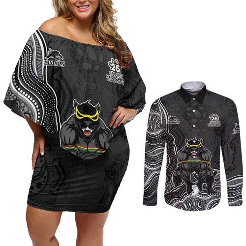 Penrith Panthers NAIDOC Week 2026 Couples Matching Off Shoulder Short Dress and Long Sleeve Button Shirt First Nations of Australia Aboriginal Mascot Rugby
