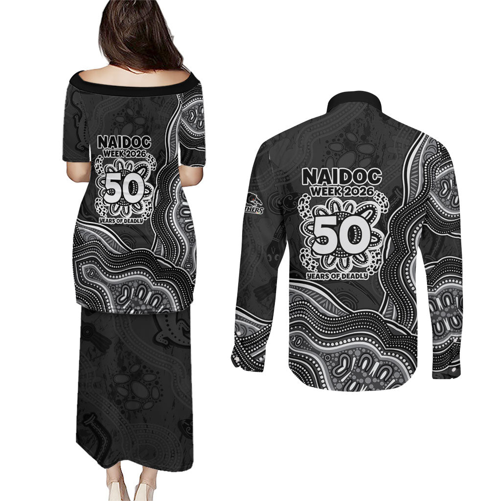 Penrith Panthers NAIDOC Week 2026 Couples Matching Puletasi and Long Sleeve Button Shirt First Nations of Australia Aboriginal Mascot Rugby