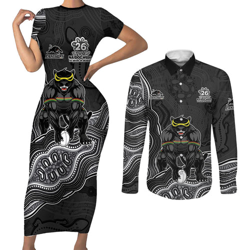 Penrith Panthers NAIDOC Week 2026 Couples Matching Short Sleeve Bodycon Dress and Long Sleeve Button Shirt First Nations of Australia Aboriginal Mascot Rugby
