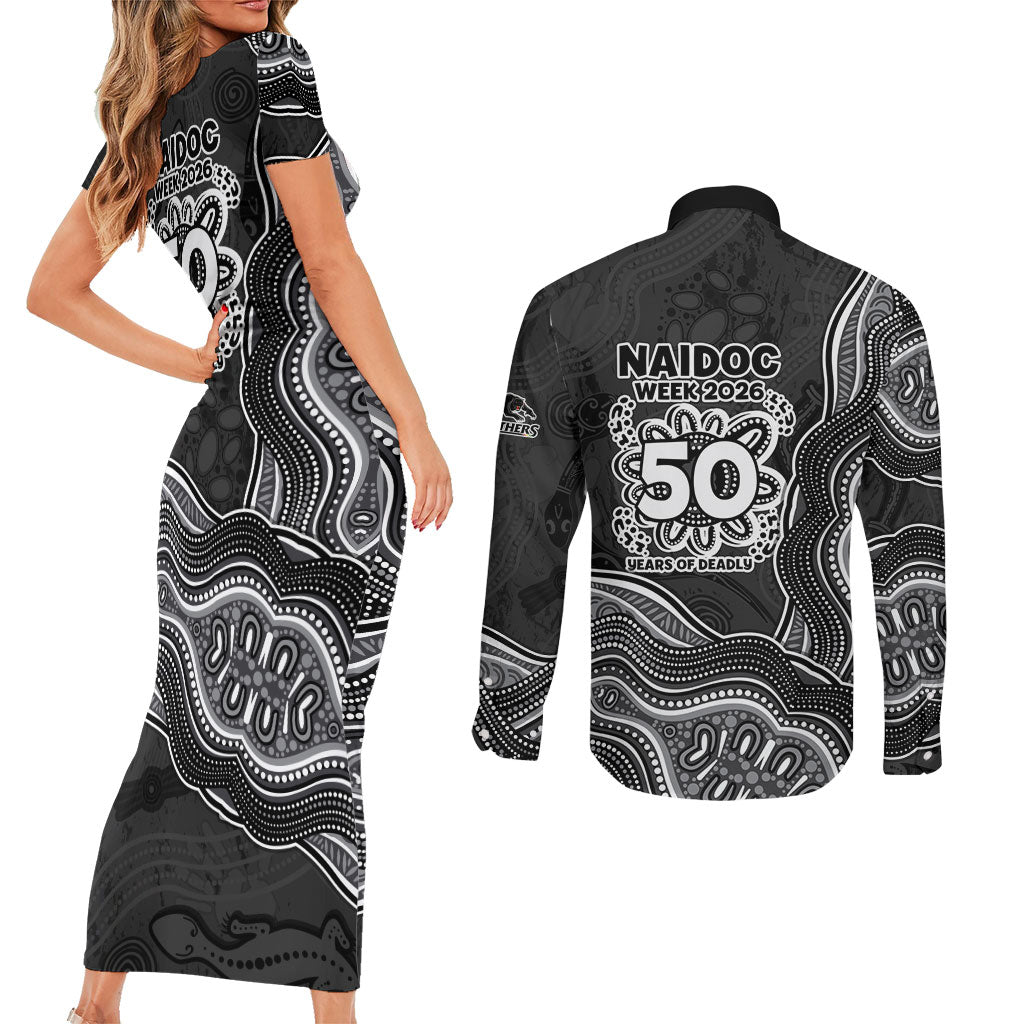 Penrith Panthers NAIDOC Week 2026 Couples Matching Short Sleeve Bodycon Dress and Long Sleeve Button Shirt First Nations of Australia Aboriginal Mascot Rugby