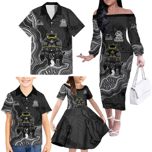 Penrith Panthers NAIDOC Week 2026 Family Matching Off The Shoulder Long Sleeve Dress and Hawaiian Shirt First Nations of Australia Aboriginal Mascot Rugby