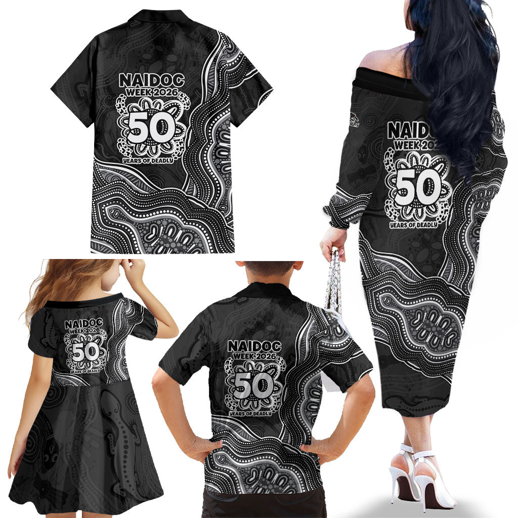Penrith Panthers NAIDOC Week 2026 Family Matching Off The Shoulder Long Sleeve Dress and Hawaiian Shirt First Nations of Australia Aboriginal Mascot Rugby