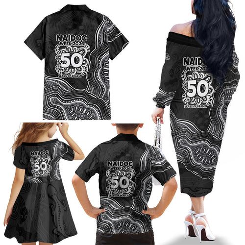 Penrith Panthers NAIDOC Week 2026 Family Matching Off The Shoulder Long Sleeve Dress and Hawaiian Shirt First Nations of Australia Aboriginal Mascot Rugby