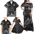 Penrith Panthers NAIDOC Week 2026 Family Matching Off Shoulder Maxi Dress and Hawaiian Shirt First Nations of Australia Aboriginal Mascot Rugby