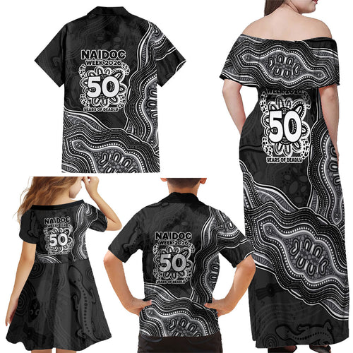 Penrith Panthers NAIDOC Week 2026 Family Matching Off Shoulder Maxi Dress and Hawaiian Shirt First Nations of Australia Aboriginal Mascot Rugby