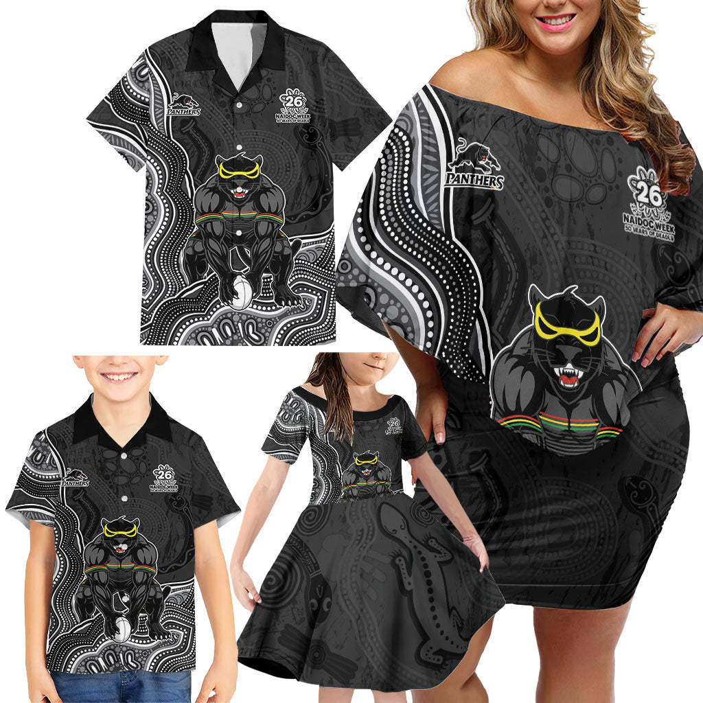 Penrith Panthers NAIDOC Week 2026 Family Matching Off Shoulder Short Dress and Hawaiian Shirt First Nations of Australia Aboriginal Mascot Rugby