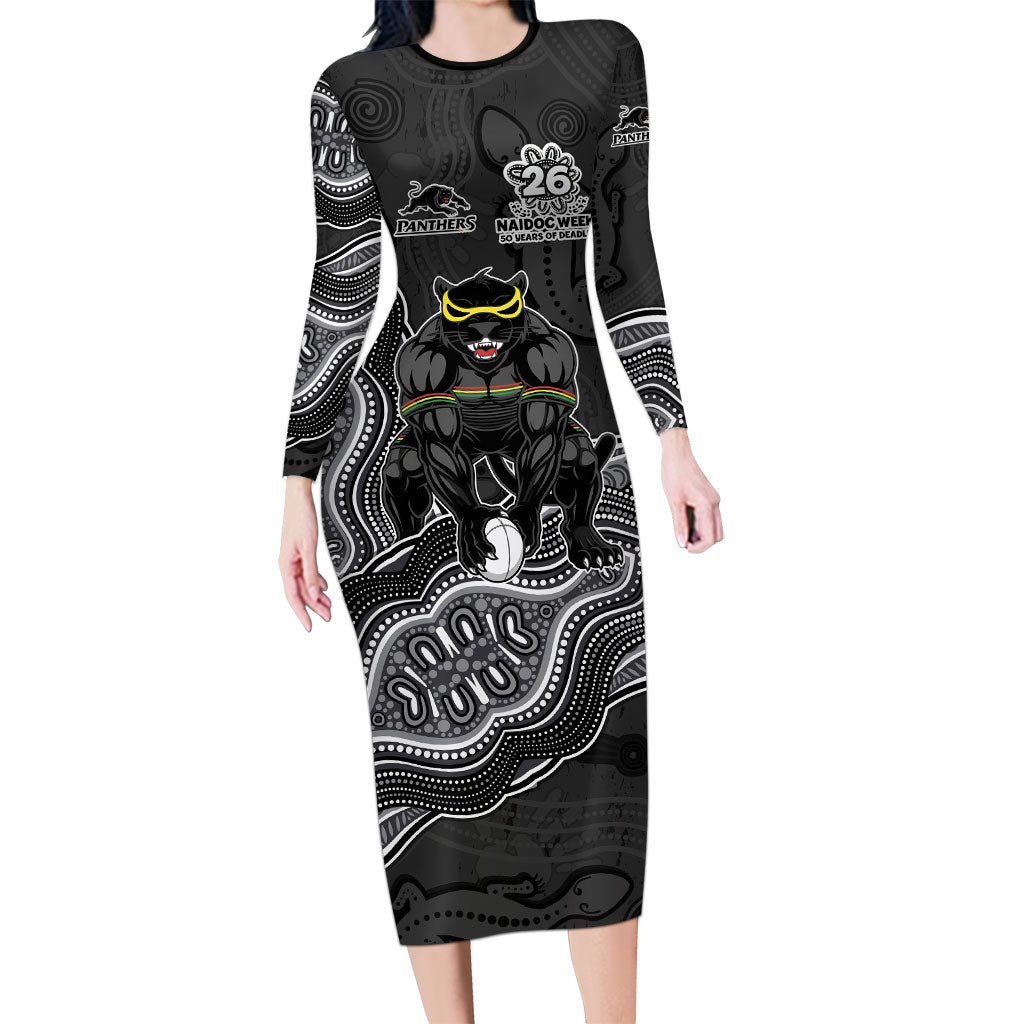 Penrith Panthers NAIDOC Week 2026 Long Sleeve Bodycon Dress First Nations of Australia Aboriginal Mascot Rugby