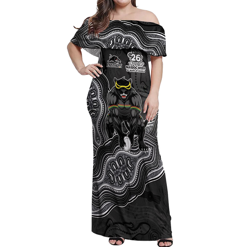 Penrith Panthers NAIDOC Week 2026 Off Shoulder Maxi Dress First Nations of Australia Aboriginal Mascot Rugby