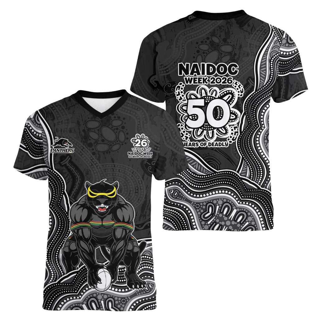 Penrith Panthers NAIDOC Week 2026 Women V-Neck T-Shirt First Nations of Australia Aboriginal Mascot Rugby