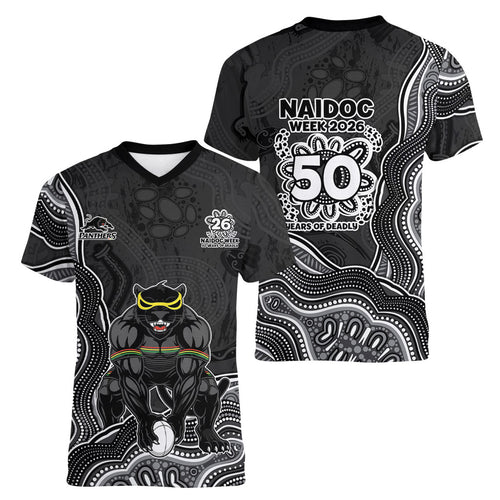 Penrith Panthers NAIDOC Week 2026 Women V-Neck T-Shirt First Nations of Australia Aboriginal Mascot Rugby