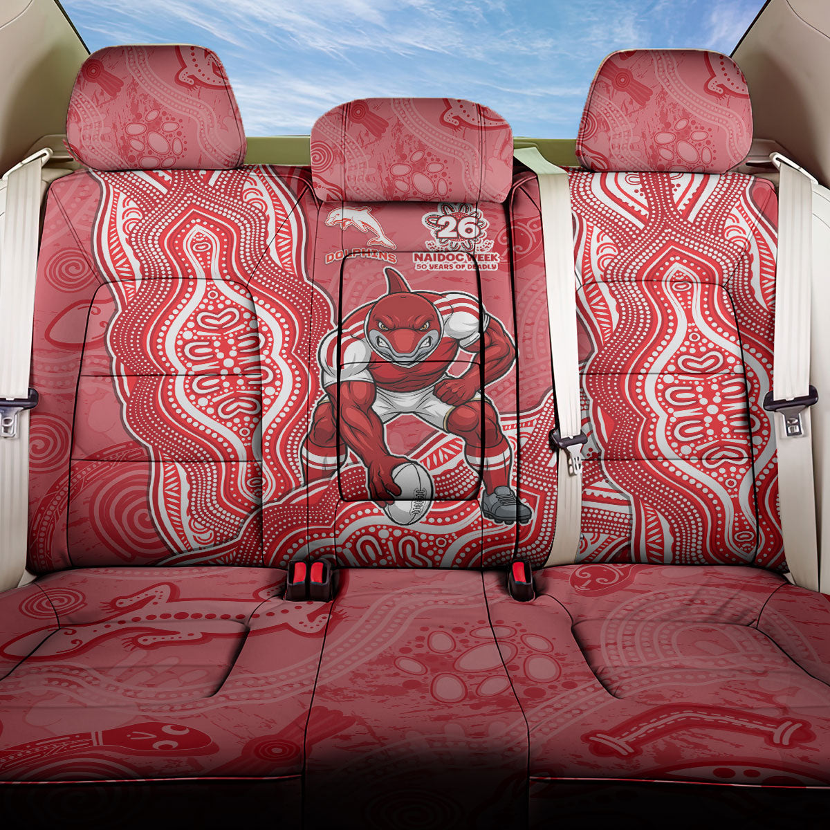 Dolphins NAIDOC Week 2026 Back Car Seat Cover First Nations of Australia Aboriginal Mascot Rugby