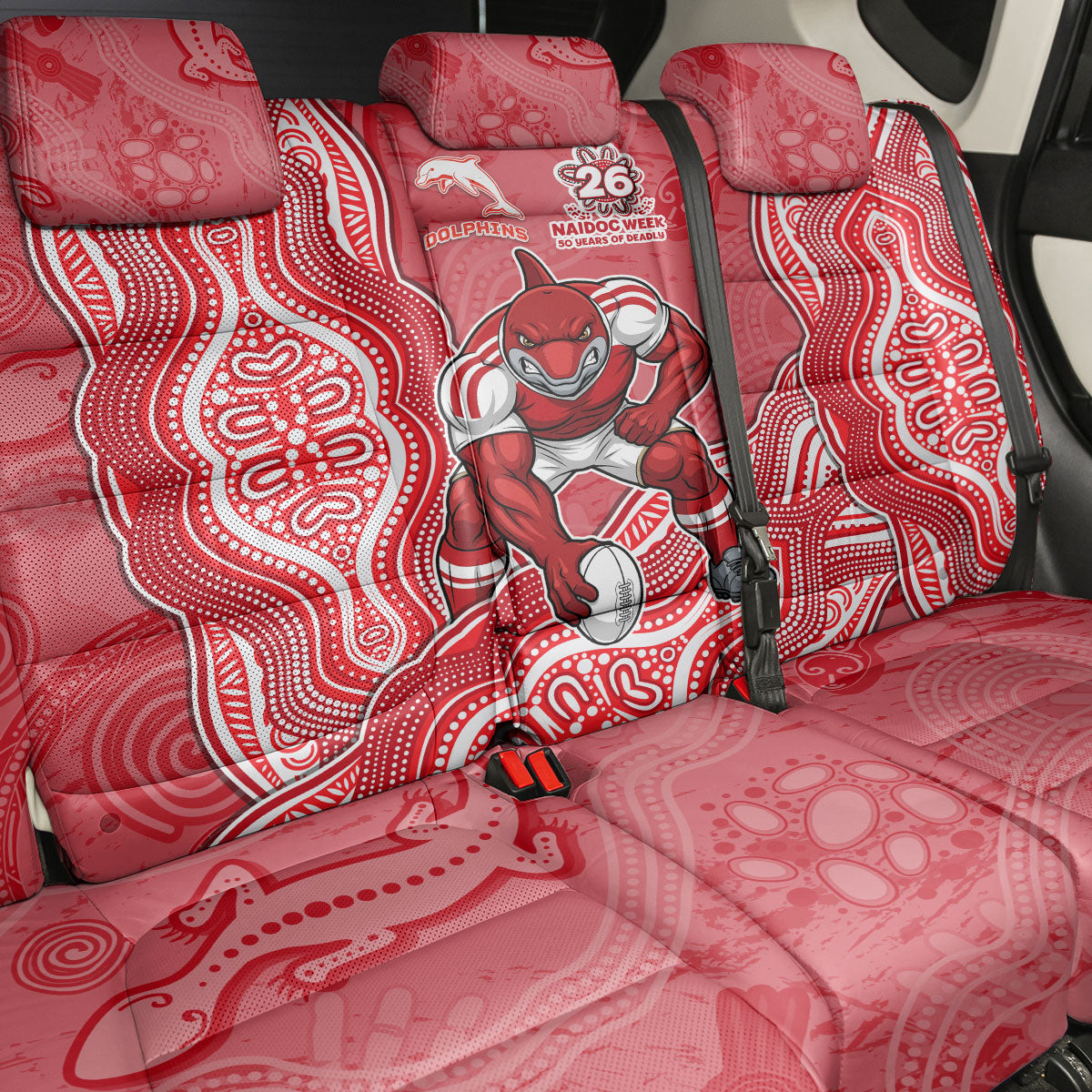 Dolphins NAIDOC Week 2026 Back Car Seat Cover First Nations of Australia Aboriginal Mascot Rugby