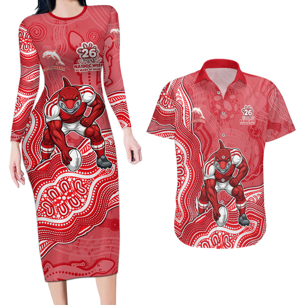 Dolphins NAIDOC Week 2026 Couples Matching Long Sleeve Bodycon Dress and Hawaiian Shirt First Nations of Australia Aboriginal Mascot Rugby
