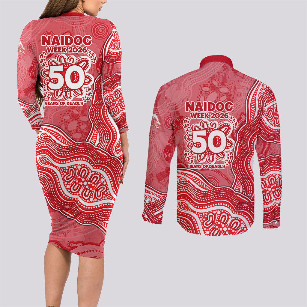 Dolphins NAIDOC Week 2026 Couples Matching Long Sleeve Bodycon Dress and Long Sleeve Button Shirt First Nations of Australia Aboriginal Mascot Rugby
