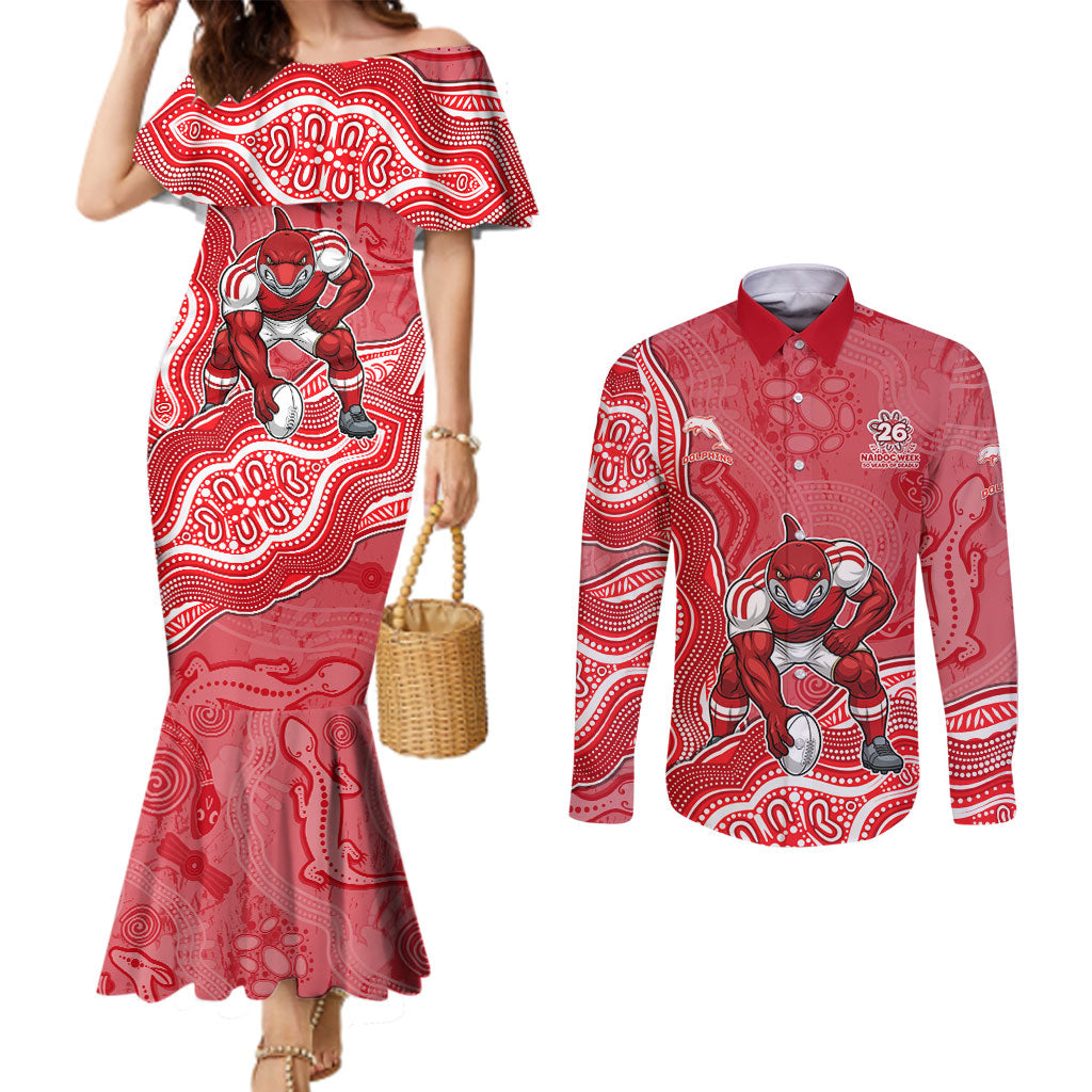 Dolphins NAIDOC Week 2026 Couples Matching Mermaid Dress and Long Sleeve Button Shirt First Nations of Australia Aboriginal Mascot Rugby
