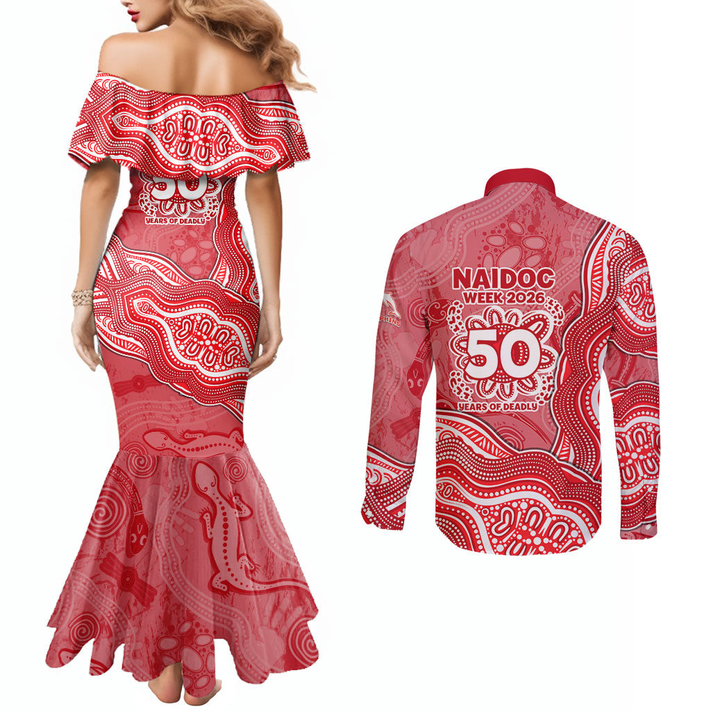 Dolphins NAIDOC Week 2026 Couples Matching Mermaid Dress and Long Sleeve Button Shirt First Nations of Australia Aboriginal Mascot Rugby